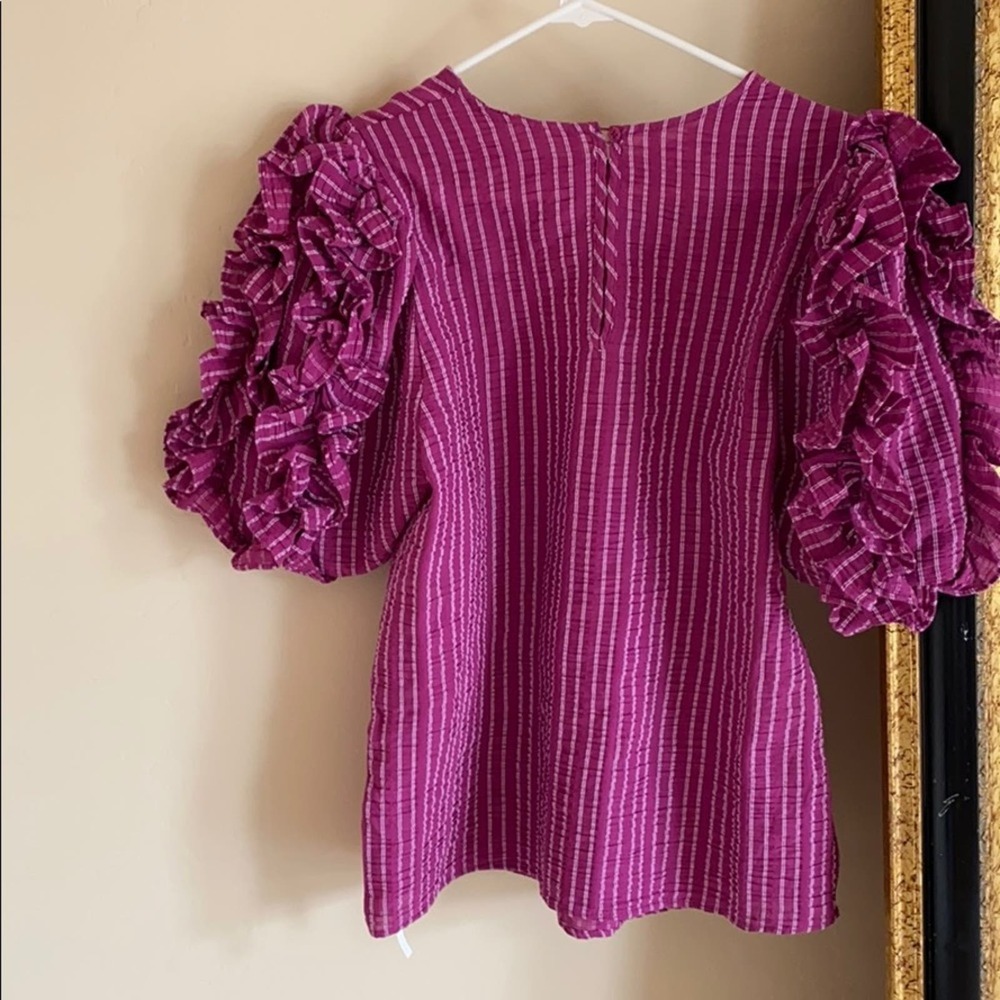 HappyxNature ruffle puff sleeve striped blouse - Picture 8 of 8